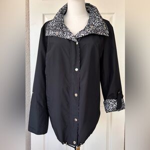 JM Collection Women’s‎ Windbreaker Cheetah Trim Large